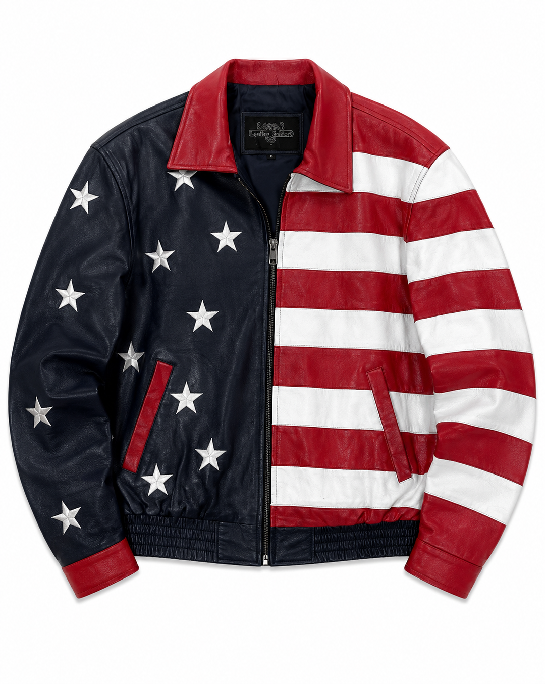 Vintage Leather Gallery Stars and Stripe Leather Bomber Jacket