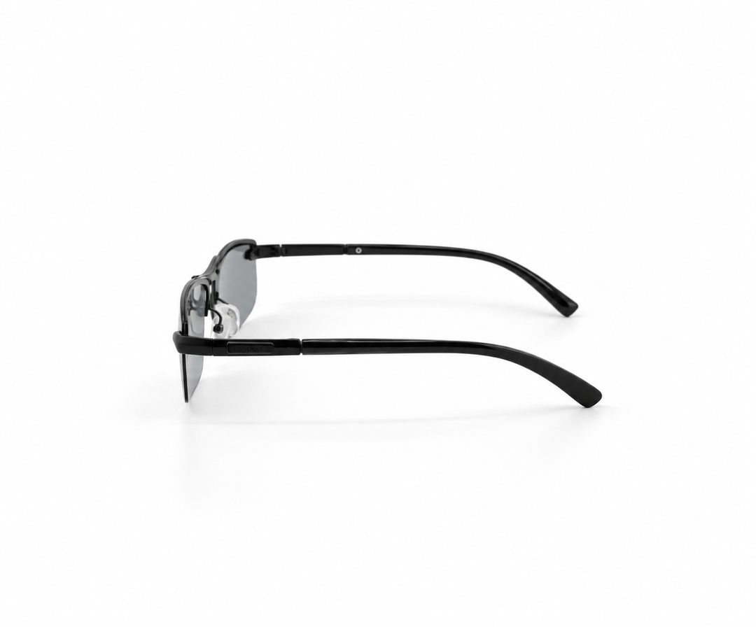 Black Rimless Wraparound Shield Sunglasses