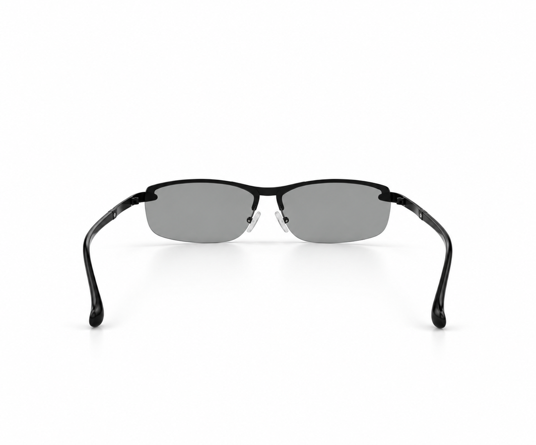 Black Rimless Wraparound Shield Sunglasses