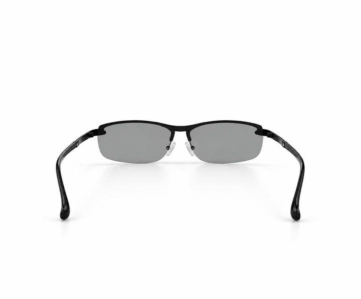 Black Rimless Wraparound Shield Sunglasses