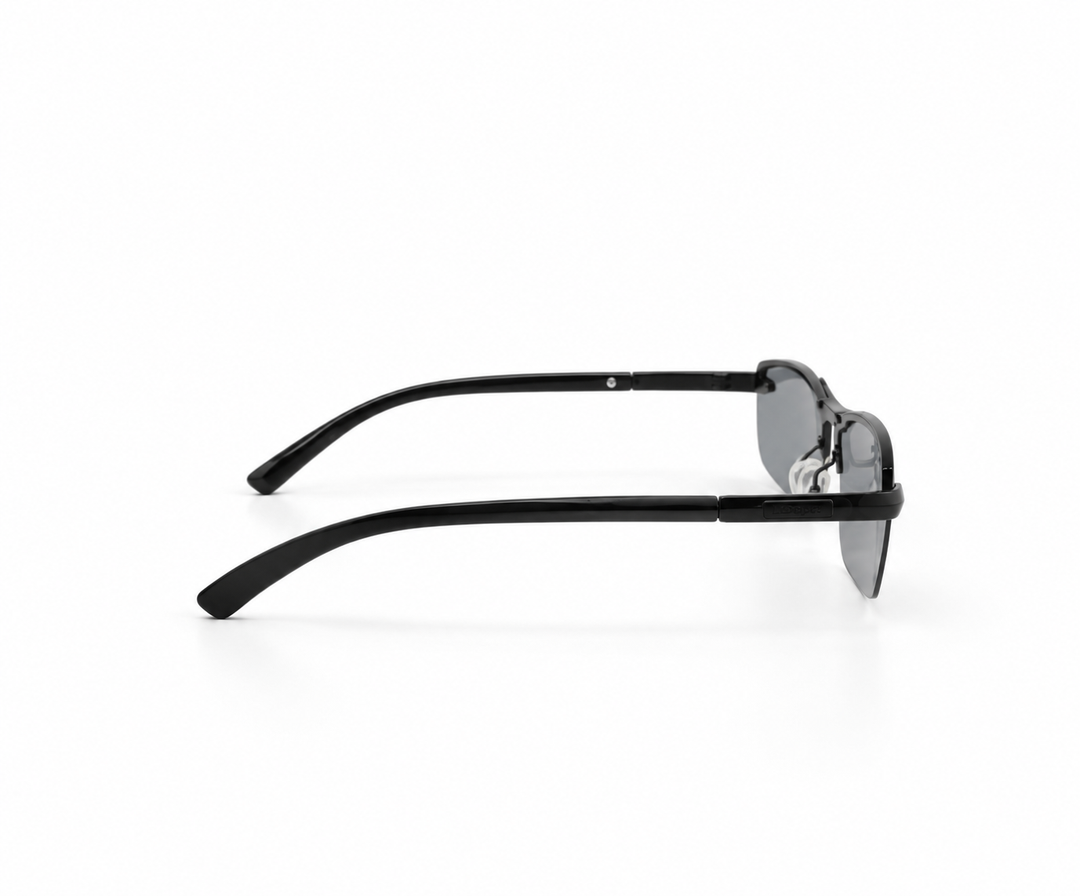 Black Rimless Wraparound Shield Sunglasses