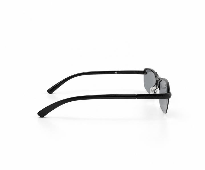 Black Rimless Wraparound Shield Sunglasses