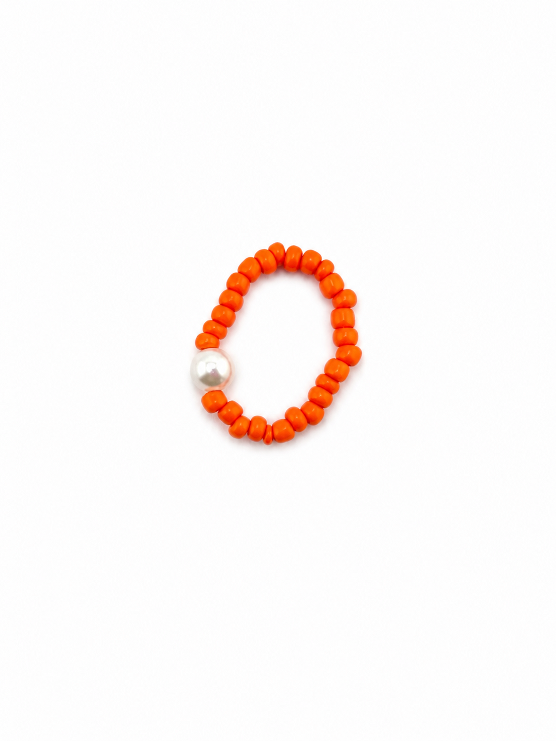 Orange &amp; Pearl Beaded Ring