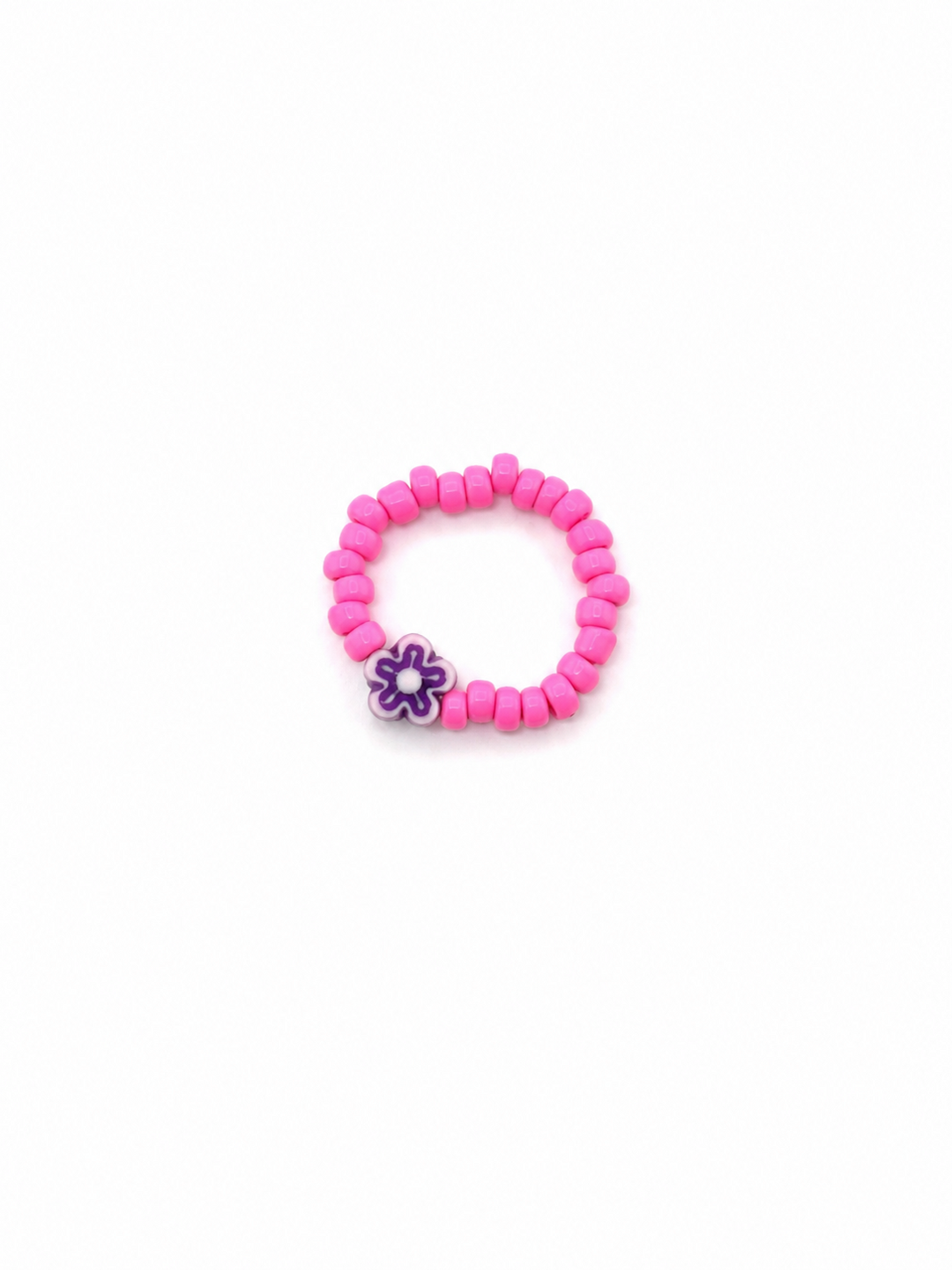 Pink &amp; Purple Flower Beaded Ring