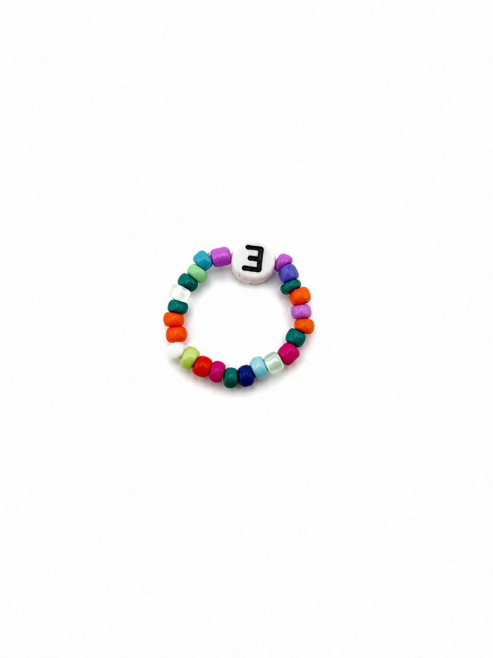 Multicolor Letter E Beaded Ring