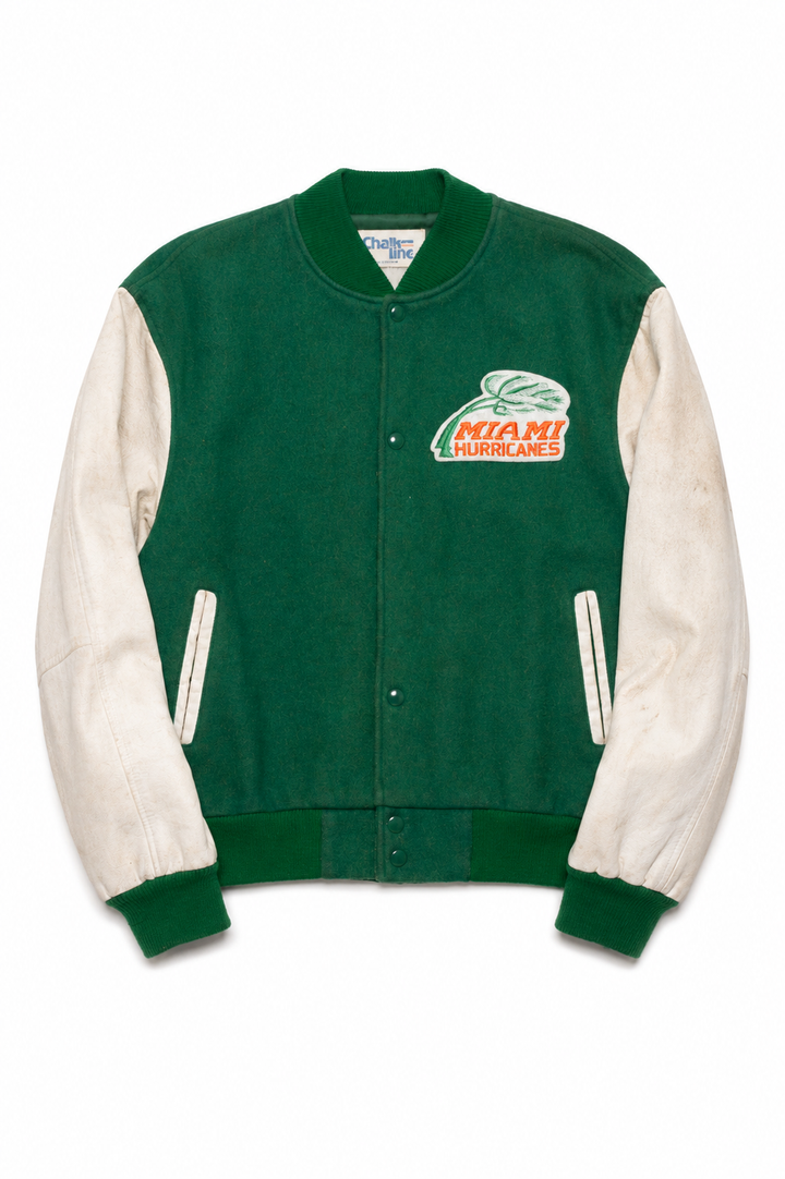 Rare Vintage Miami Hurricanes Wool &amp; Leather Varsity Jacket