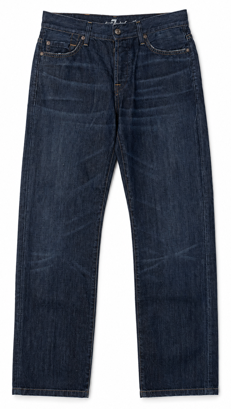 Dark Wash 7 For All Mankind Button-Fly Denim Jeans