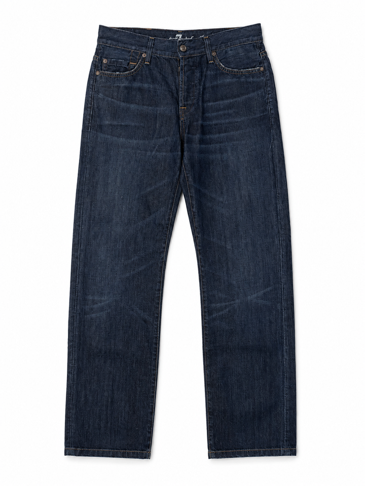 Dark Wash 7 For All Mankind Button-Fly Denim Jeans