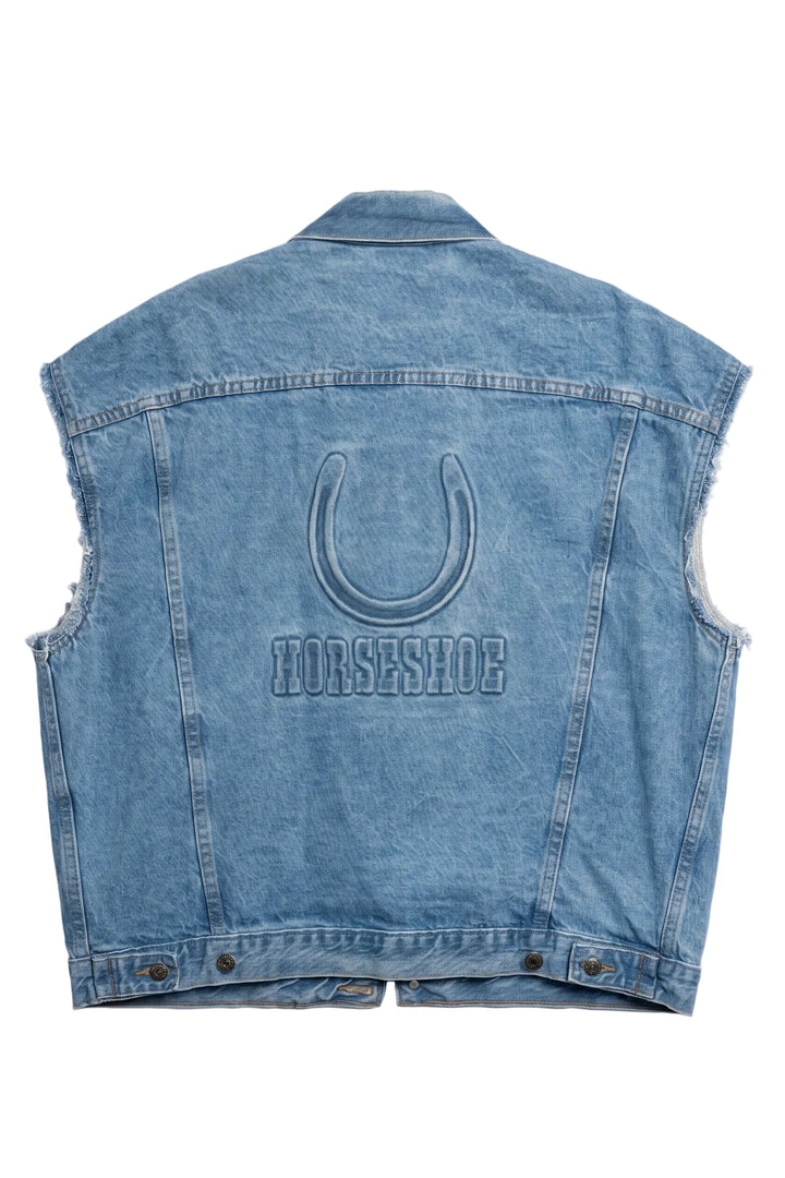 Blue denim vest with &