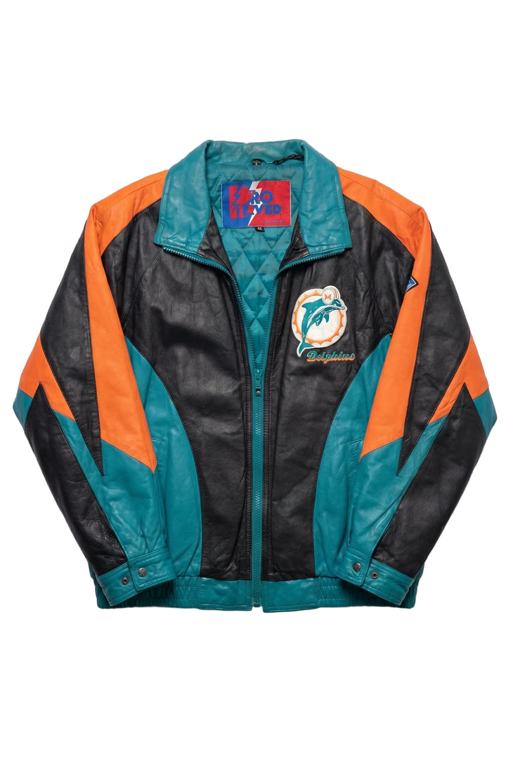Vintage  Pro Player NFL Miami Dolphins Leather Varsity Jacket