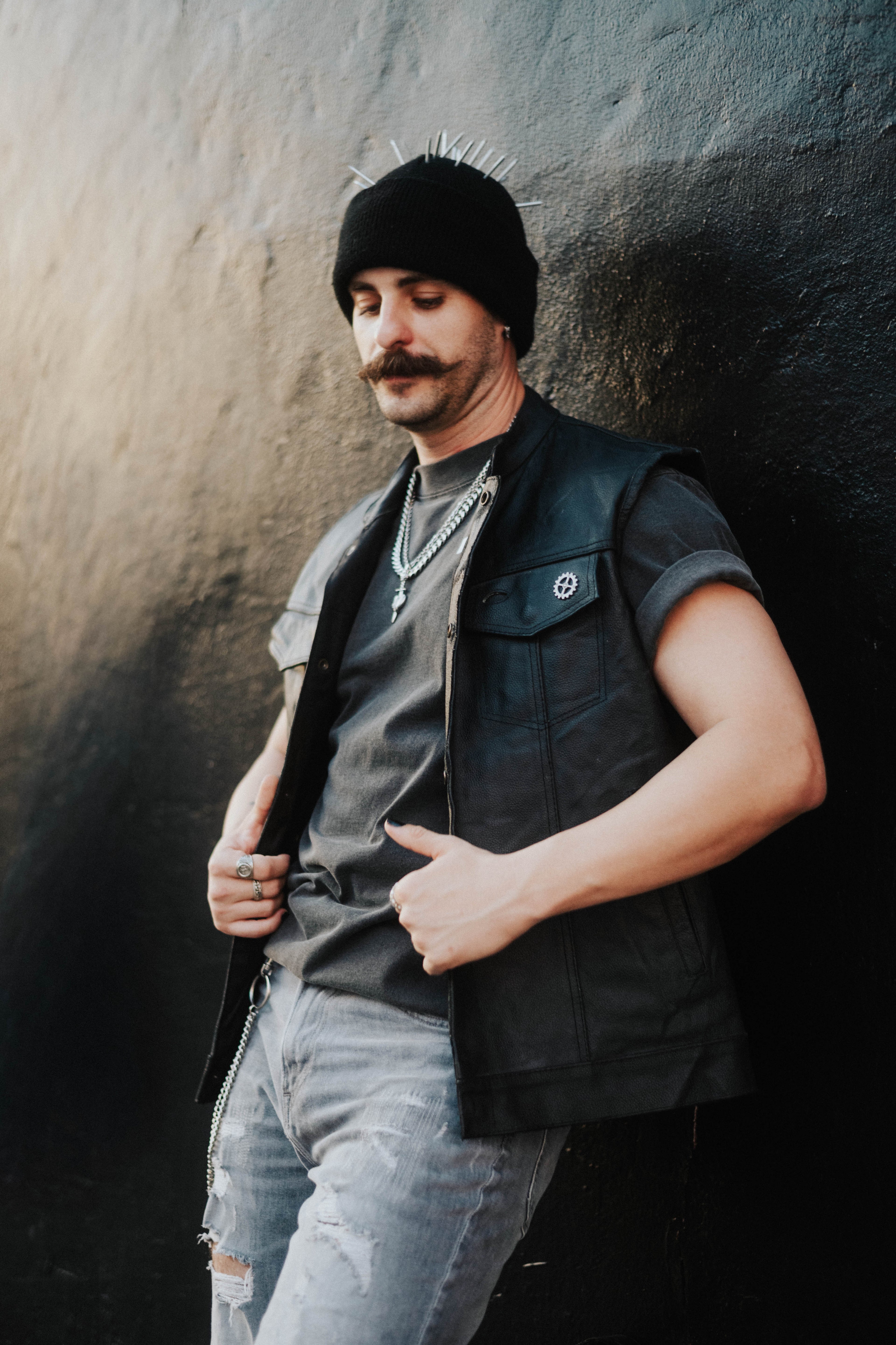 Spiked Punk-Rock Leather Vest
