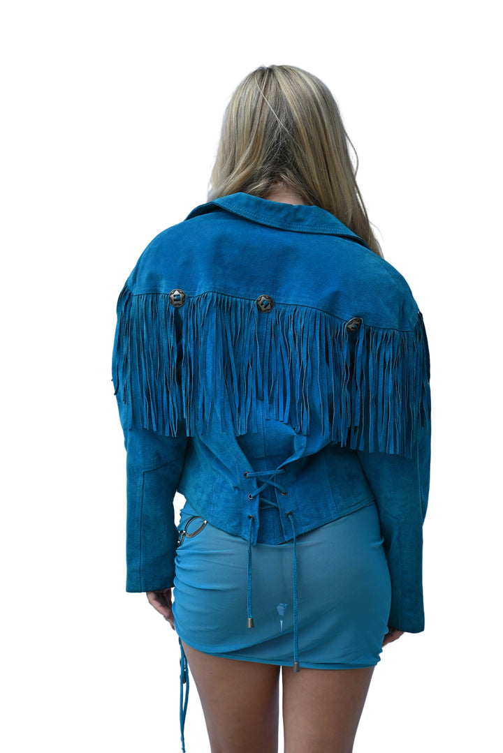 Vintage Rock Creek Electric Blue Fringe Western Jacket