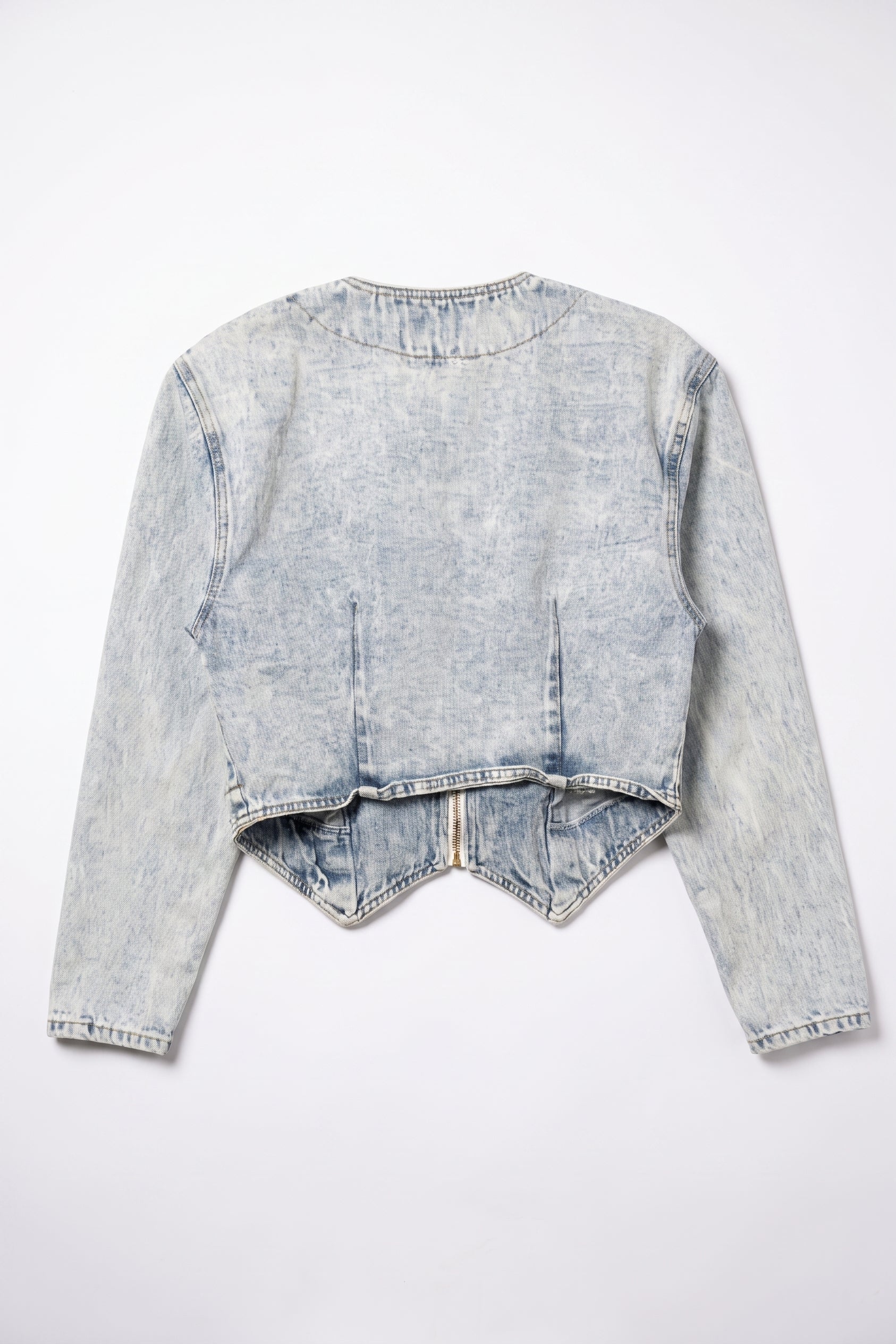 80's Acid Wash Cropped Grommet Denim Jacket