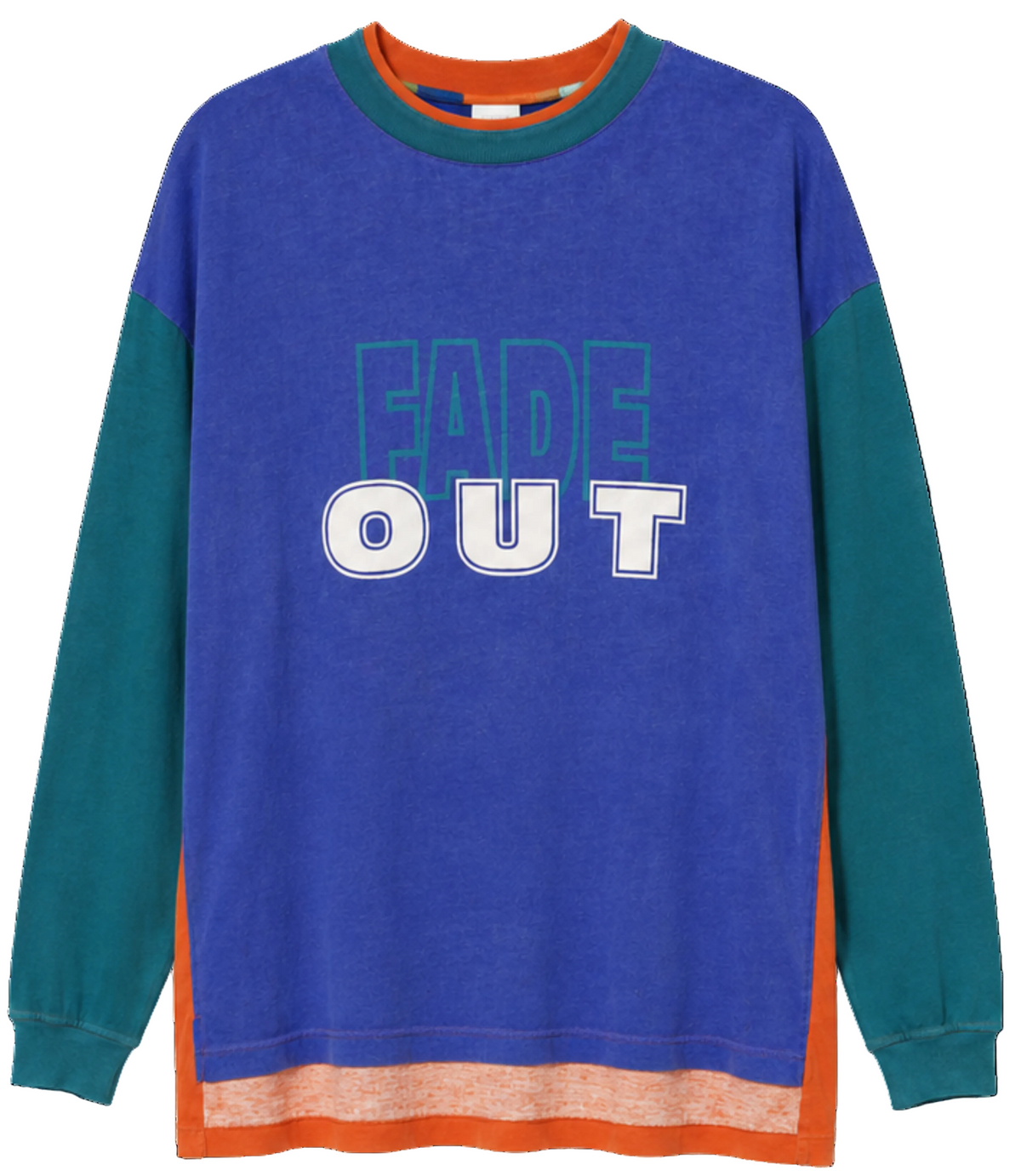 Vintage Fade Out Colorblock Long Sleeve T-Shirt