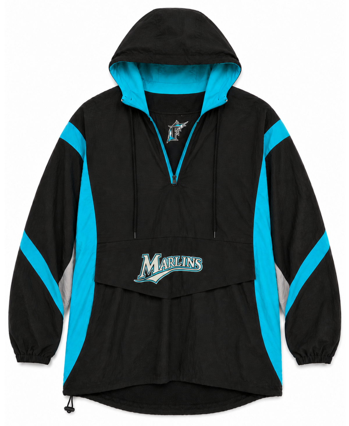 Vintage Florida Marlins Black & Teal Pullover Windbreaker Jacket