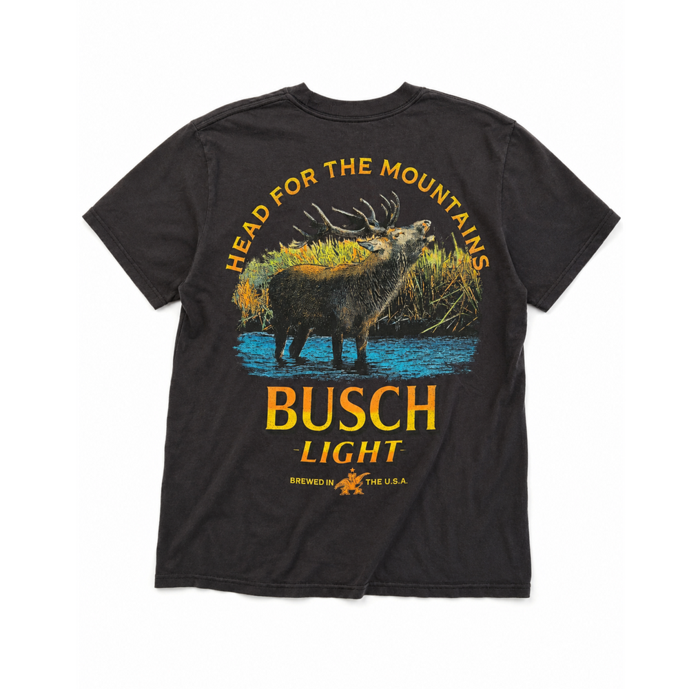 Vintage Busch Light 'Head For The Mountains' T-Shirt