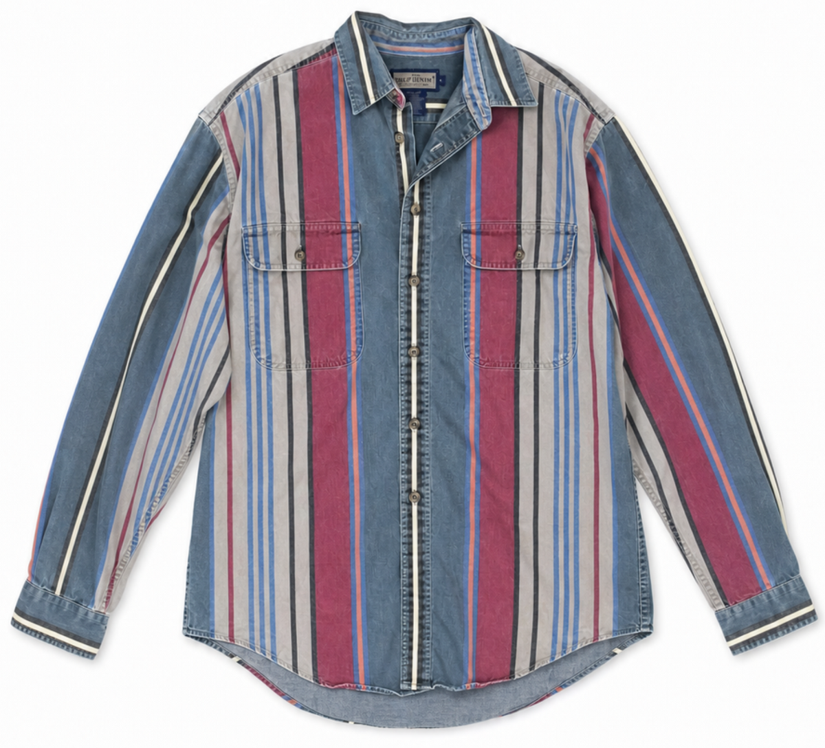 Vintage Faded Striped Button-Down Shirt