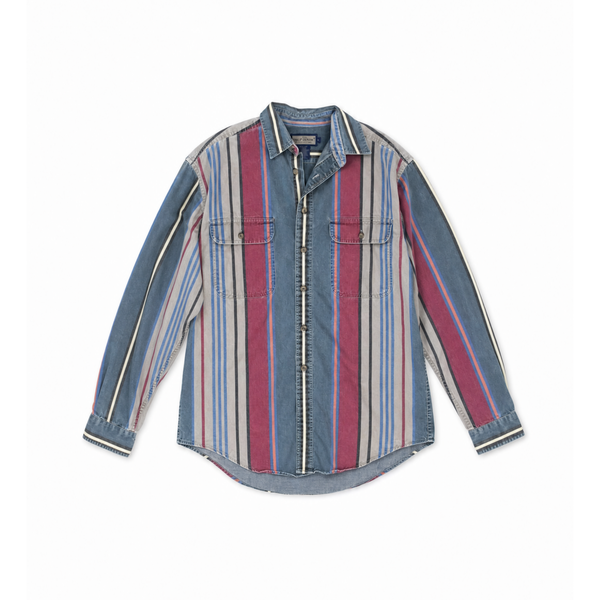 Vintage Faded Striped Button-Down Shirt
