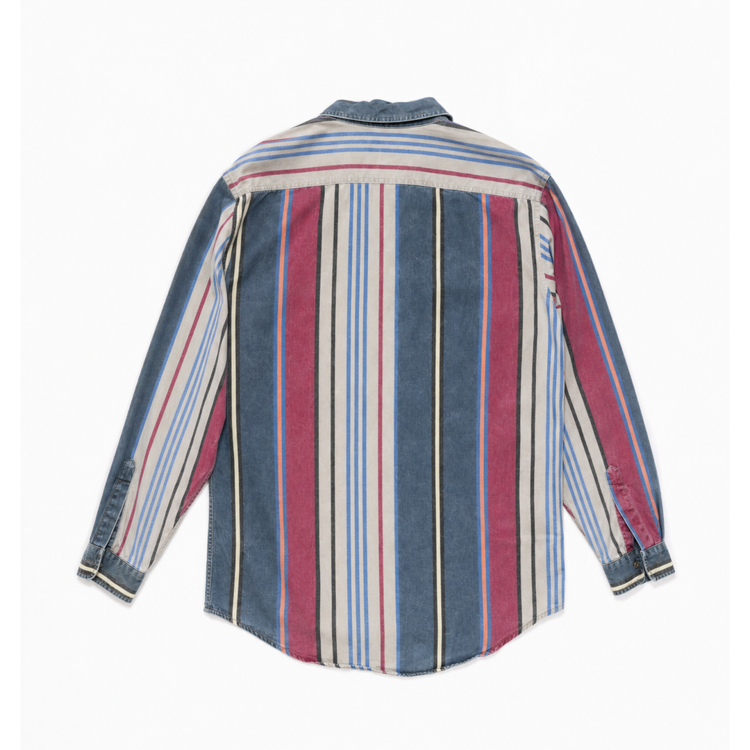 Vintage Faded Striped Button-Down Shirt