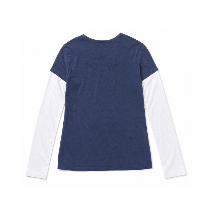 Vintage Faded Blue Harley Davdison Layered Long Sleeve T-Shirt