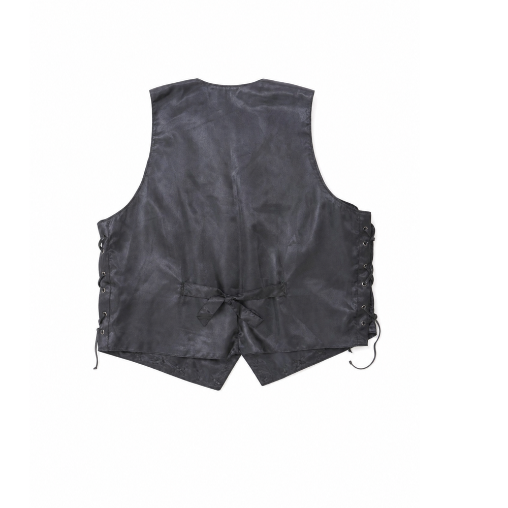 Vintage Black Leather 'Laced' Vest