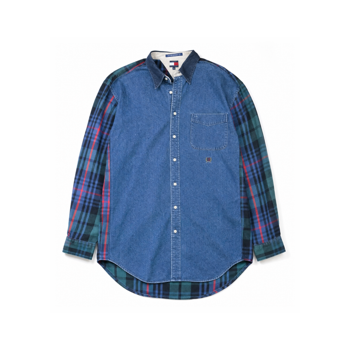 Vintage Tommy Hilfiger Denim &amp; Plaid Button-Down Shirt