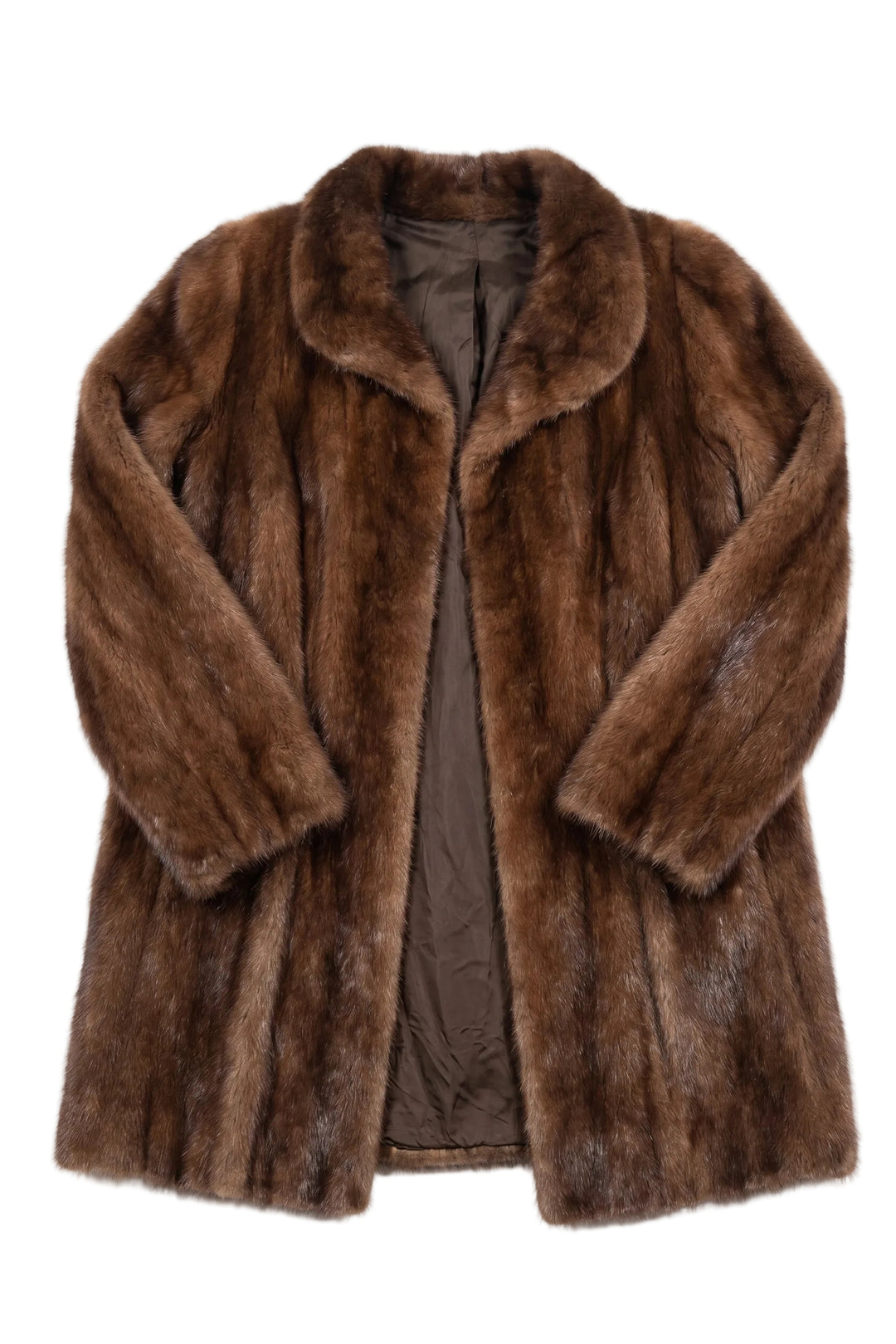 Brown fur coat on a white background