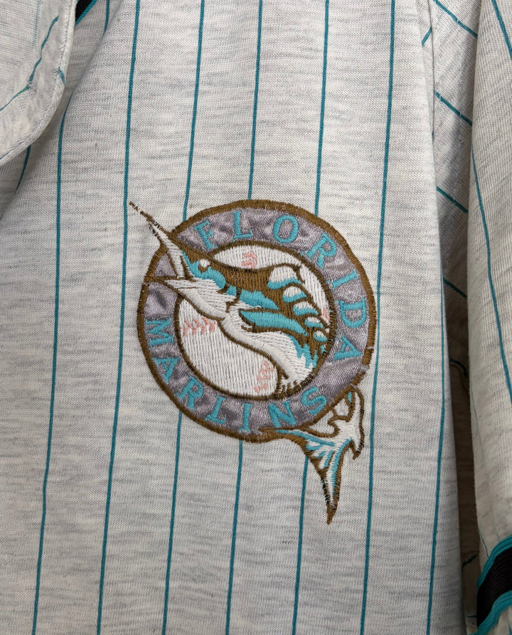 Vintage Florida Marlins MLB Grey Pinstripe Baseball Jersey