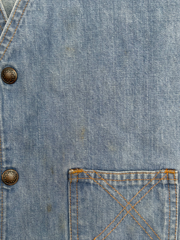 Vintage Denim Oversized Button Front Western Trucker Vest