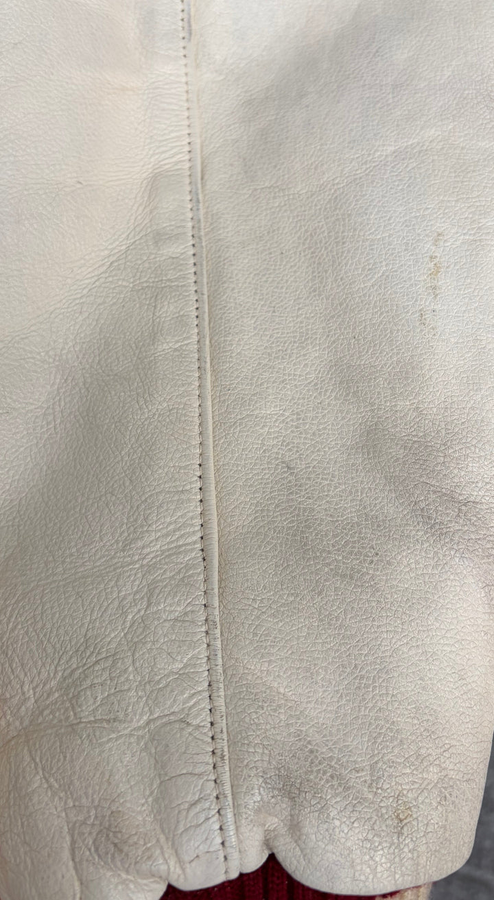 Vintage Phat Farm Red Wool &amp; Cream Leather Varsity Jacket