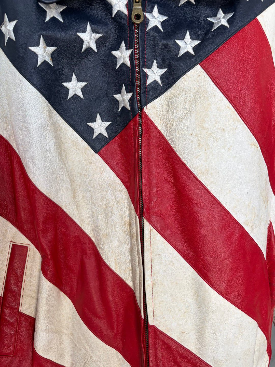Vintage American Flag USA Leather Jacket