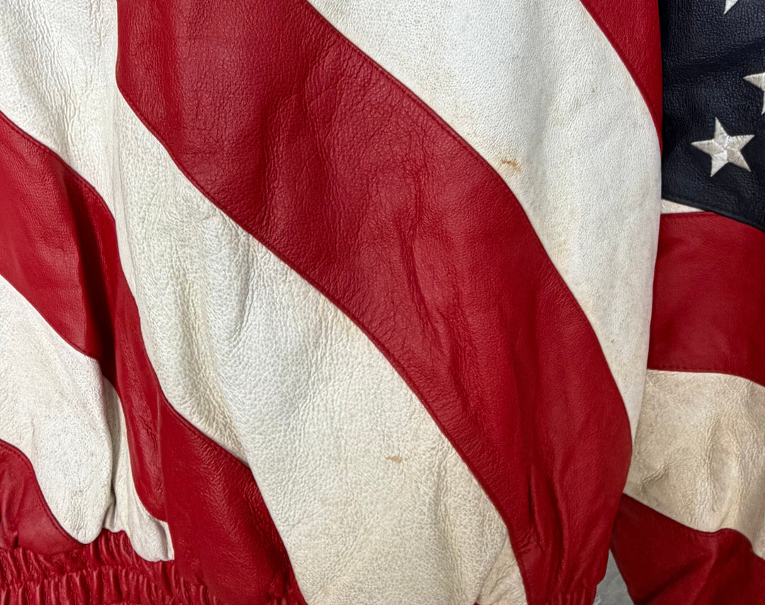 Vintage American Flag USA Leather Jacket