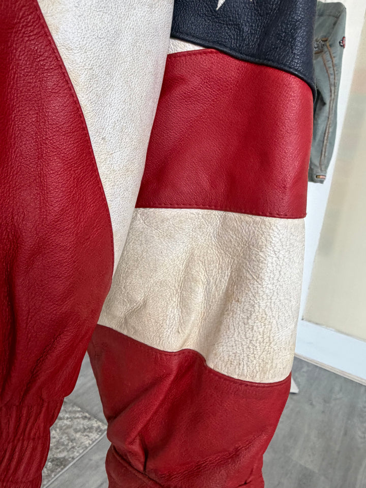 Vintage American Flag USA Leather Jacket