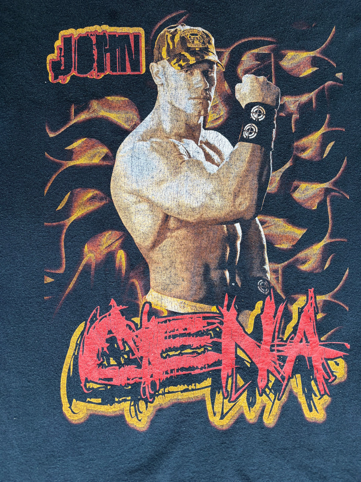 John Cena WWE Wrestling Black Double-Sided Graphic T-Shirt