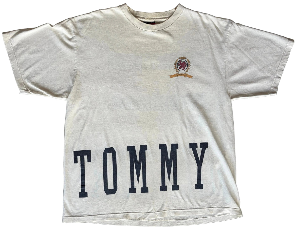 90s Tommy Hilfiger All Over Print Spell Out T-Shirt