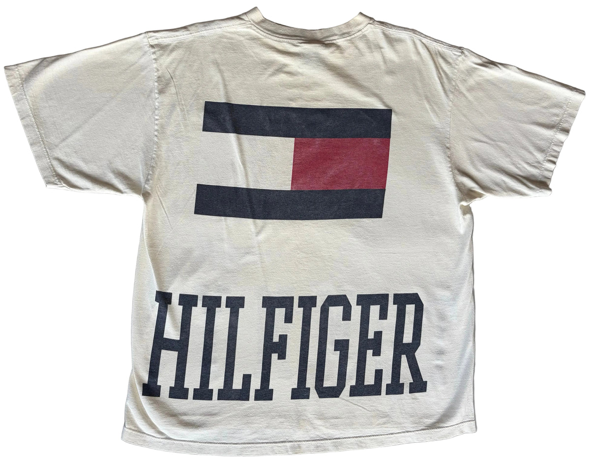90s Tommy Hilfiger All Over Print Spell Out T-Shirt
