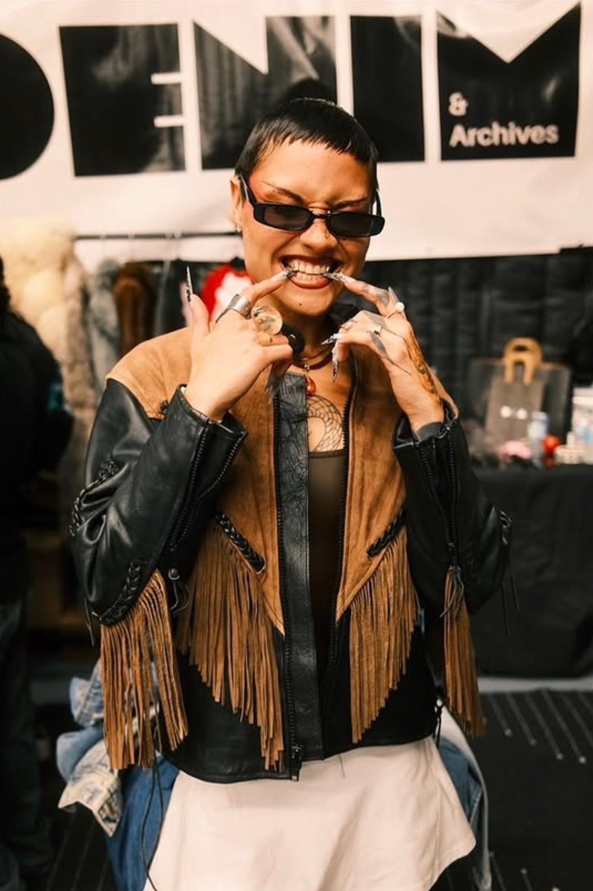 Unik Brown and Black Fringe Jacket