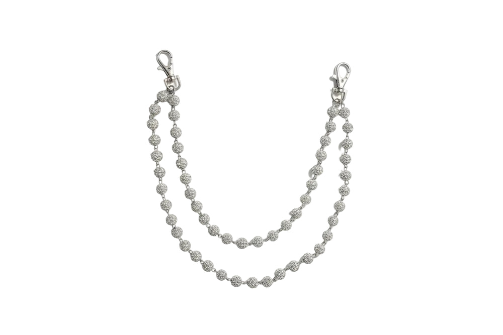 Silver Crystal Ball Belt Chain