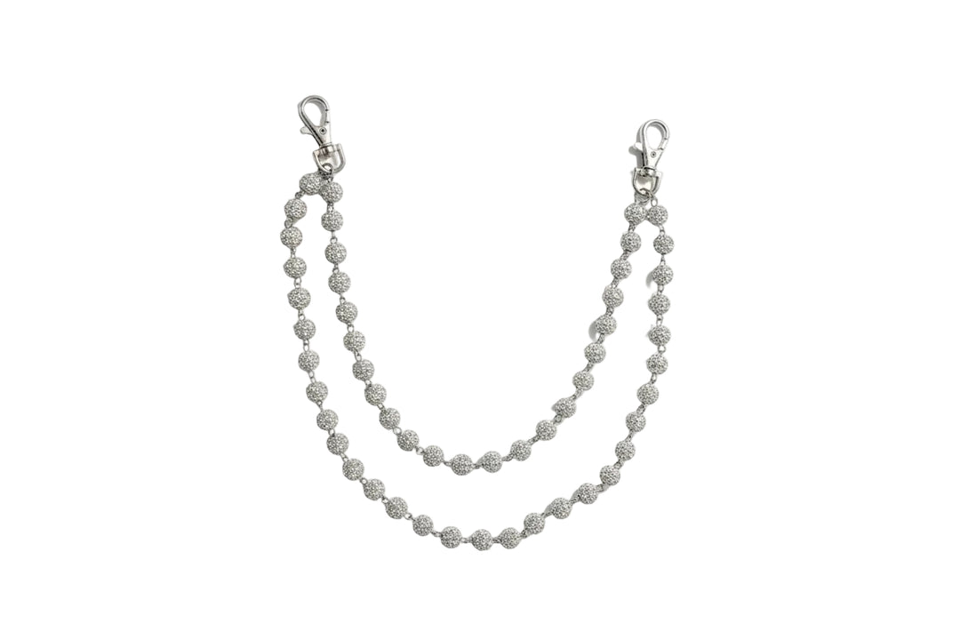 Silver Crystal Ball Belt Chain