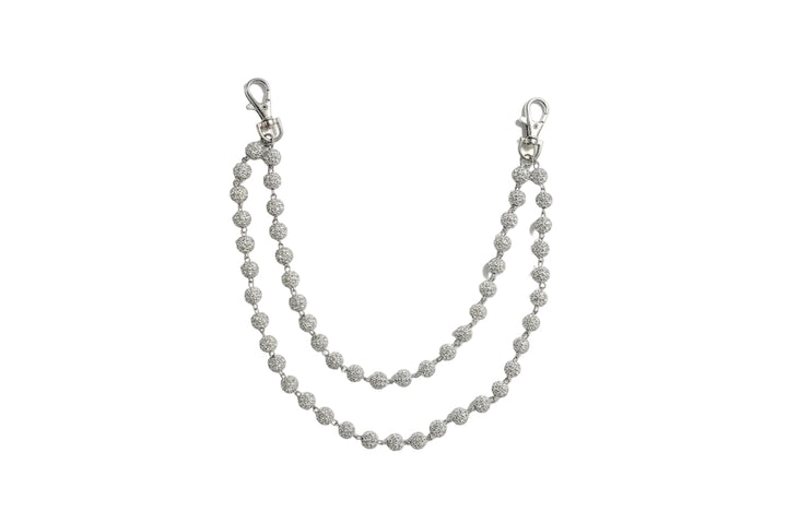 Silver Crystal Ball Belt Chain