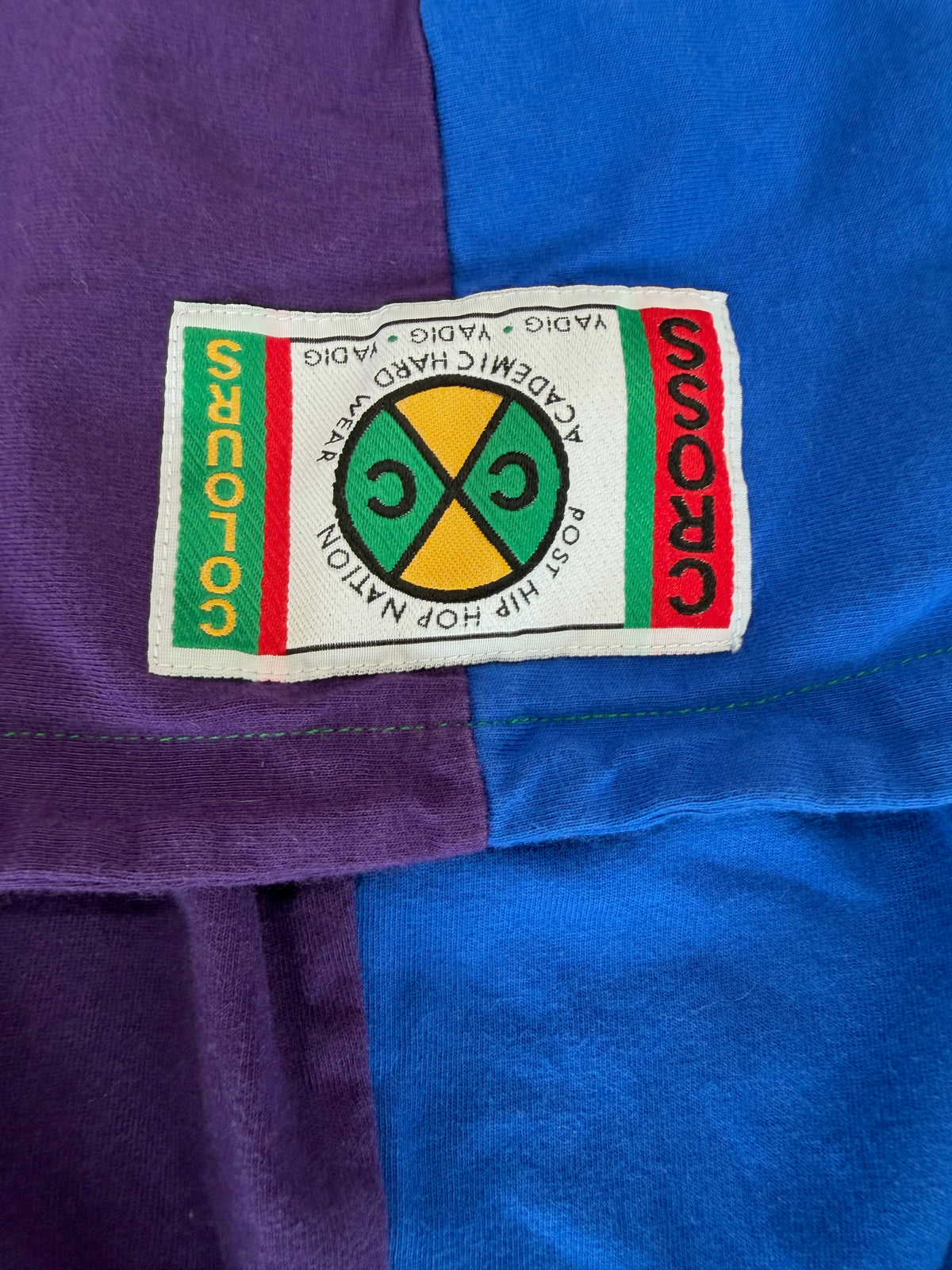 90s Cropped Cross Colours Button-Down Colorblock Longsleeve