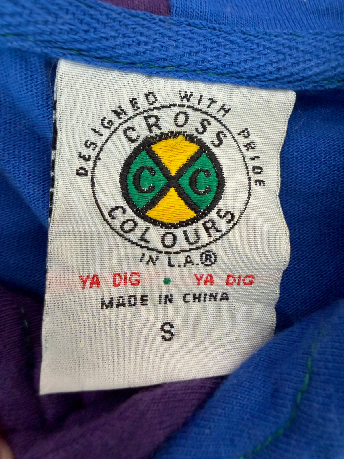 90s Cropped Cross Colours Button-Down Colorblock Longsleeve