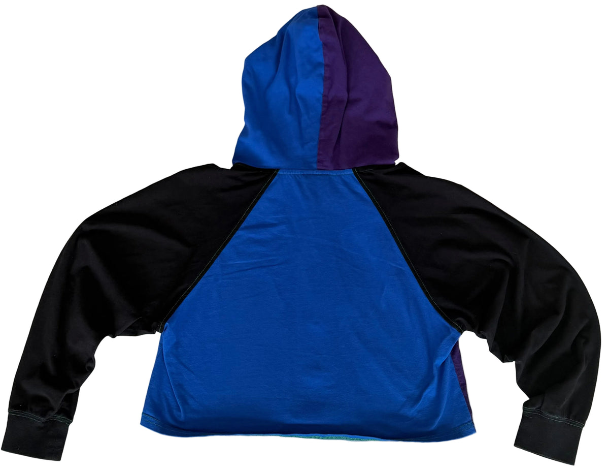 90s Cropped Cross Colours Button-Down Colorblock Longsleeve