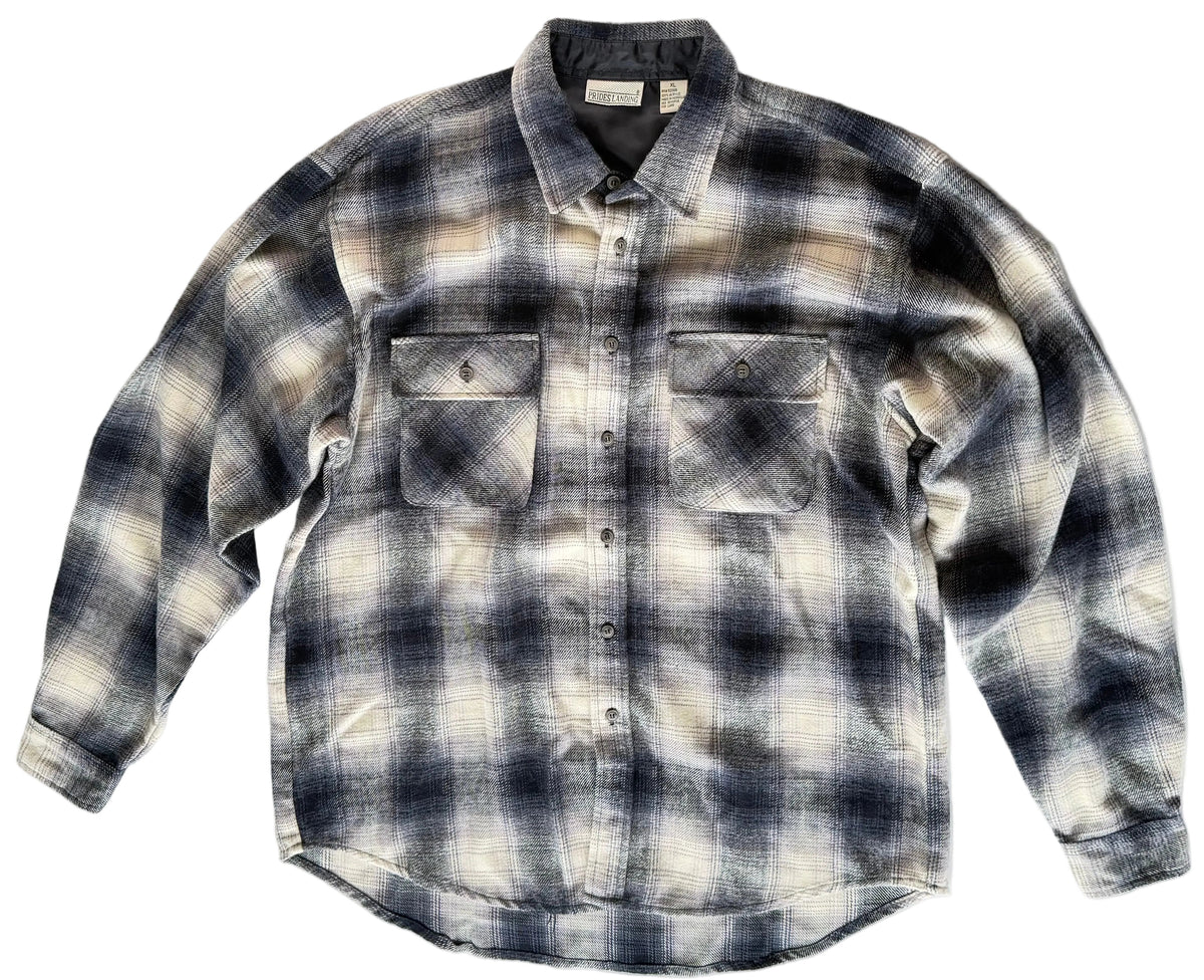 90s Prides Landing Plaid Flannel Button-Up Shirt