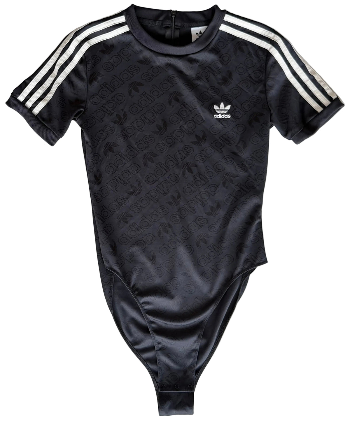 Fitted Adidas 'Striped Shoulder' Black & White Bodysuit