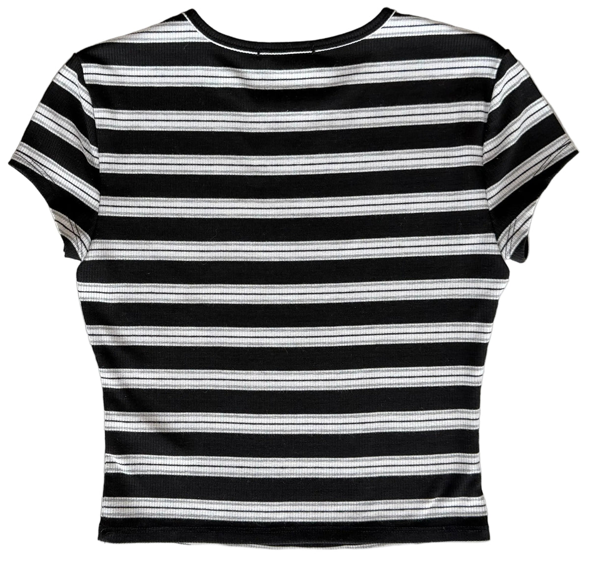 Reformation Cropped Black & White Striped Shirt