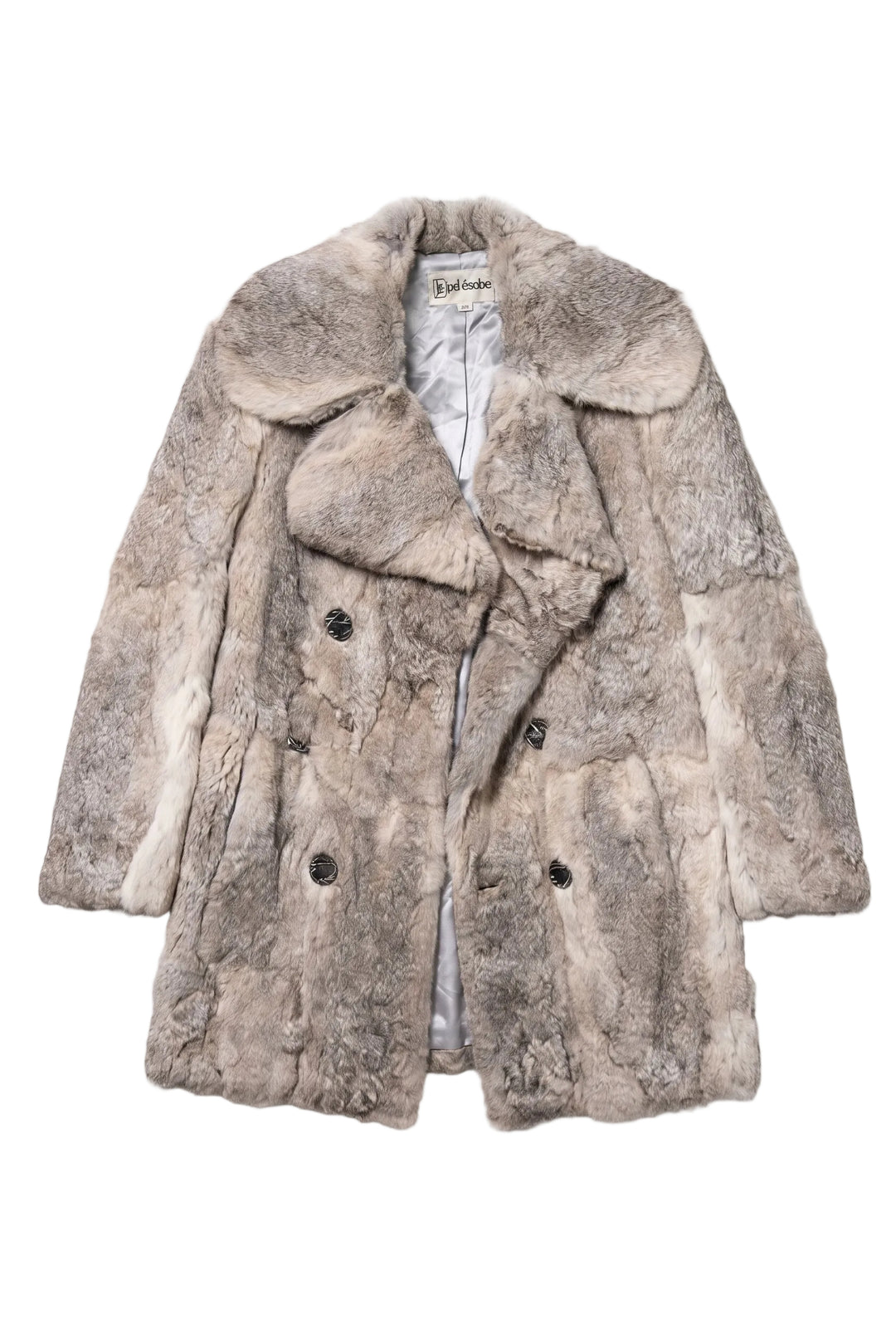 Vintage Joel Eisenburg Luxe Double-Breasted Plush Rabbit Fur Coat