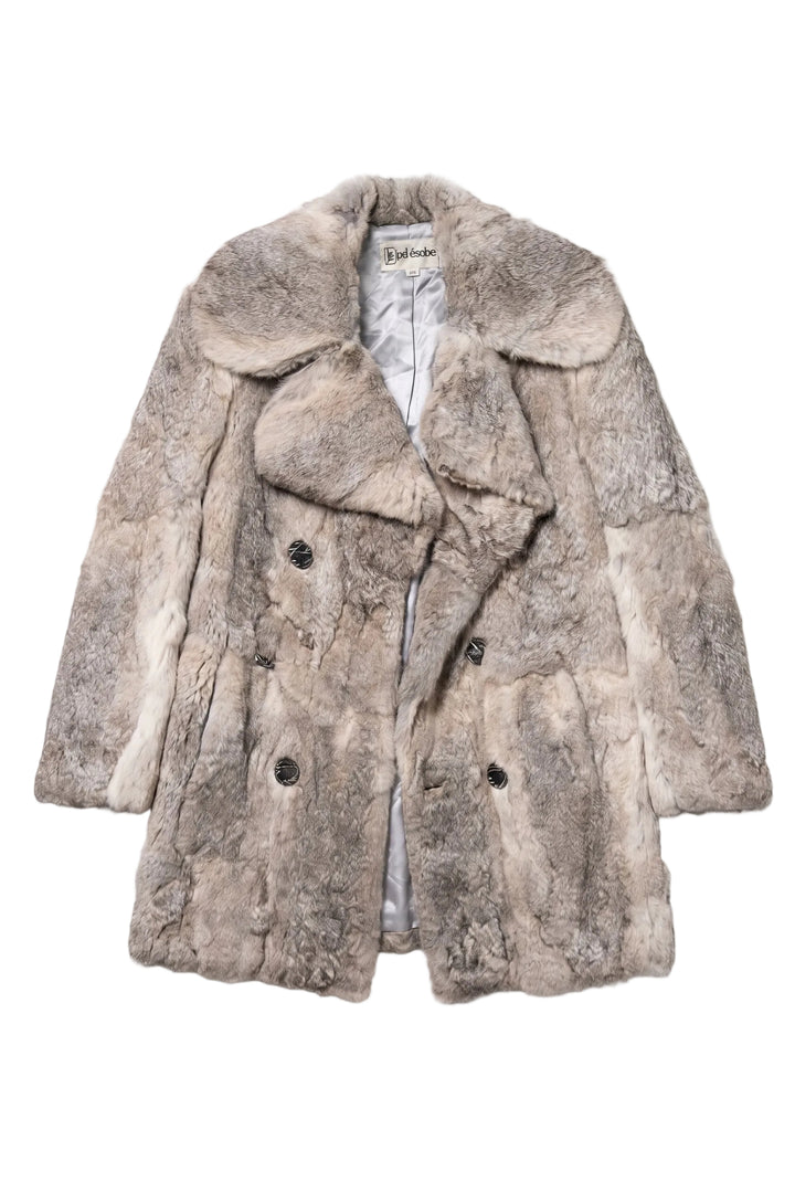 Vintage Joel Eisenburg Luxe Double-Breasted Plush Rabbit Fur Coat