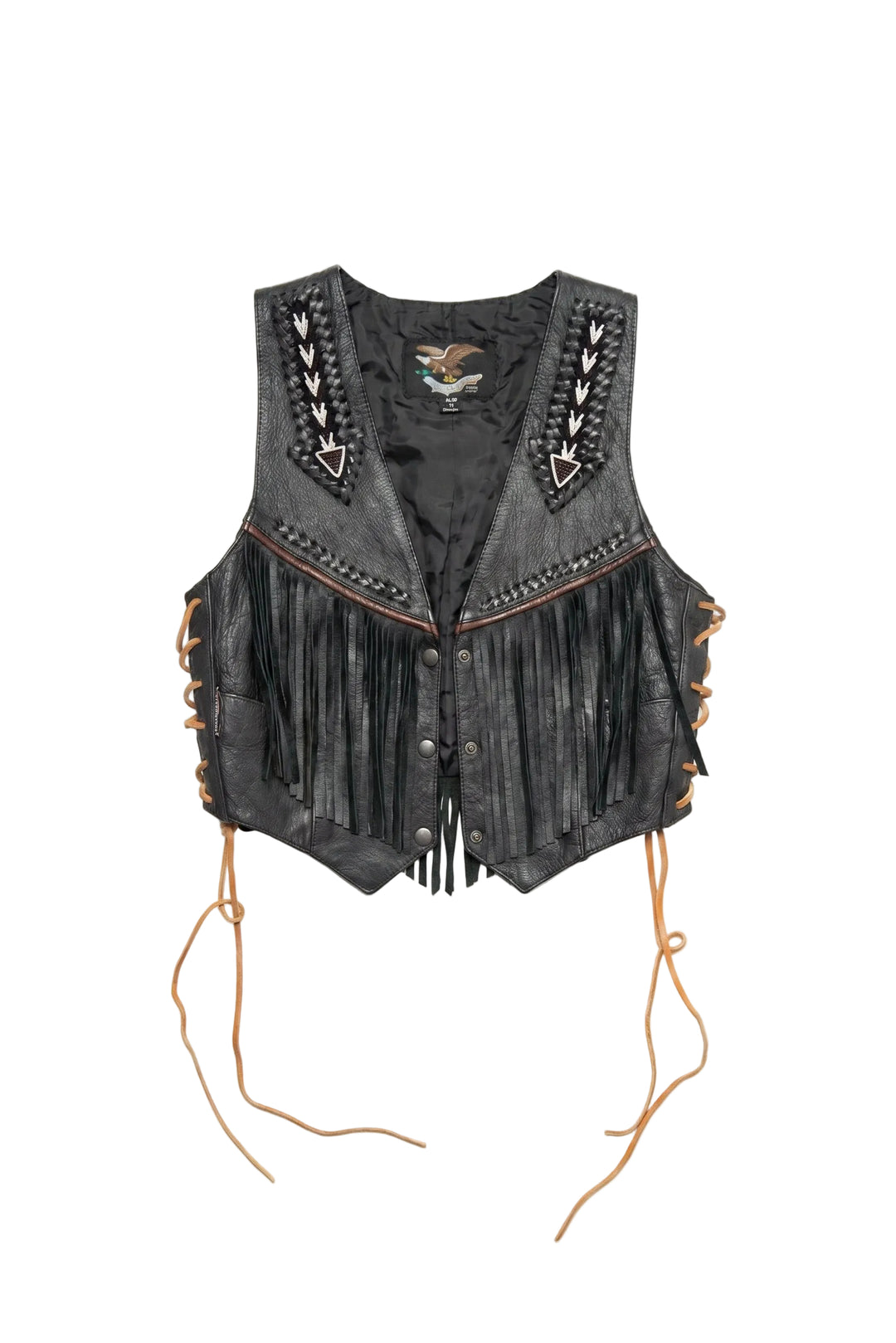 Beaded Arrow Genuine Leather Fringe Vest