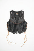 Beaded Arrow Genuine Leather Fringe Vest